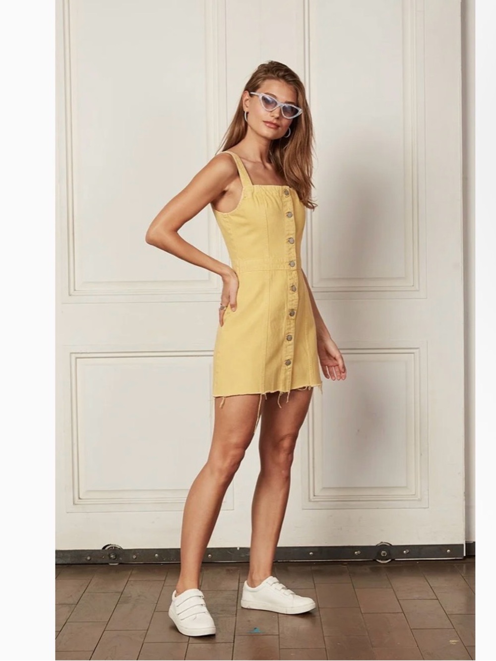 Boyish Jean Yellow Button-Front Mini Dress